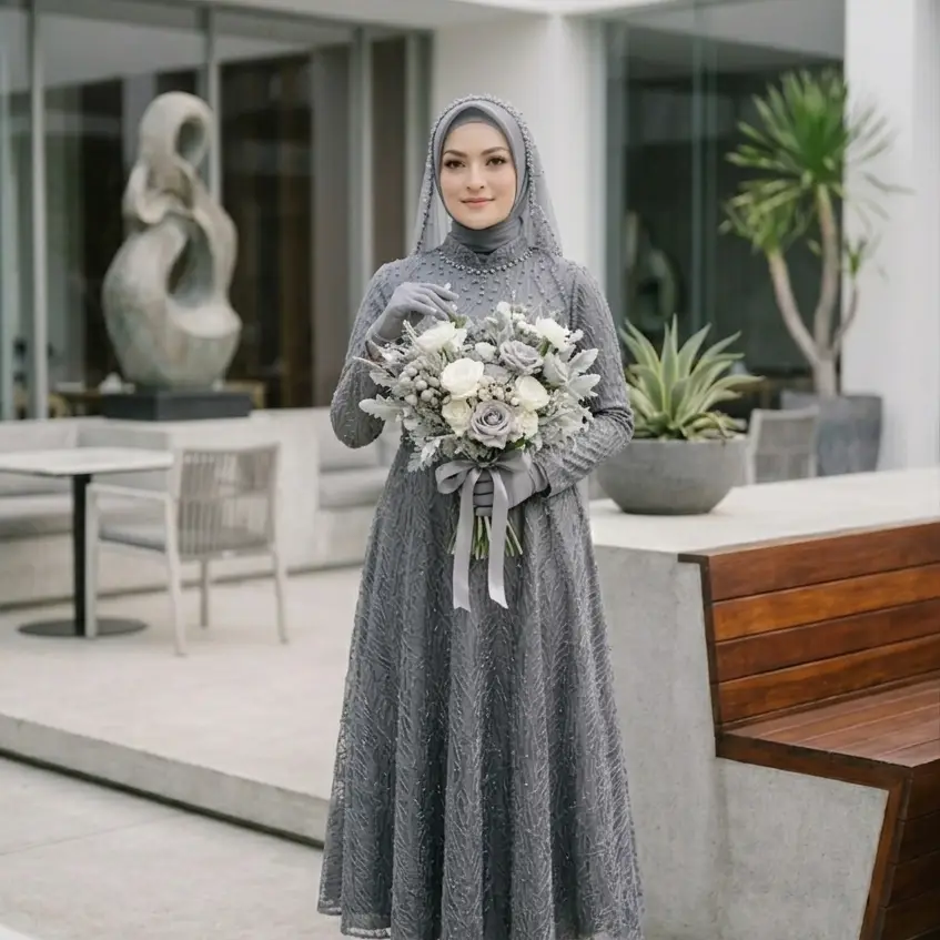 Pengantin Wanita Resto Gaun Abu Graphicography Portrait