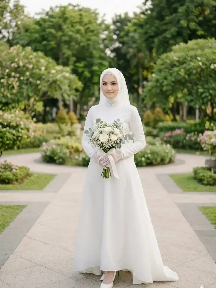 Pengantin Wanita Taman Gaun Putih Graphicography
