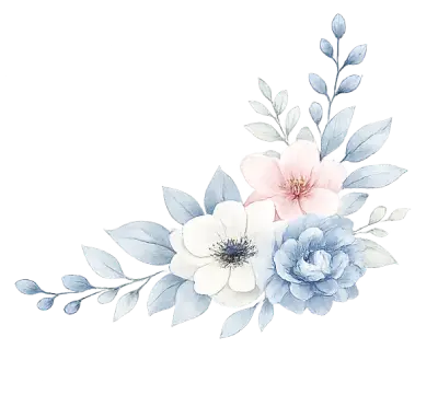 Floral White Blue Pink 2 Graphicography