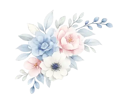 Floral White Blue Pink Graphicography
