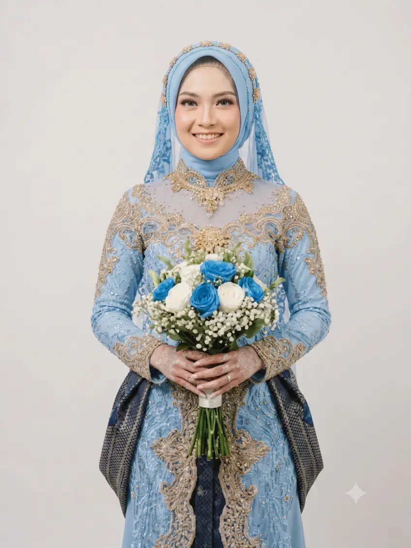 Pengantin Graphicography Biru Muda Wanita