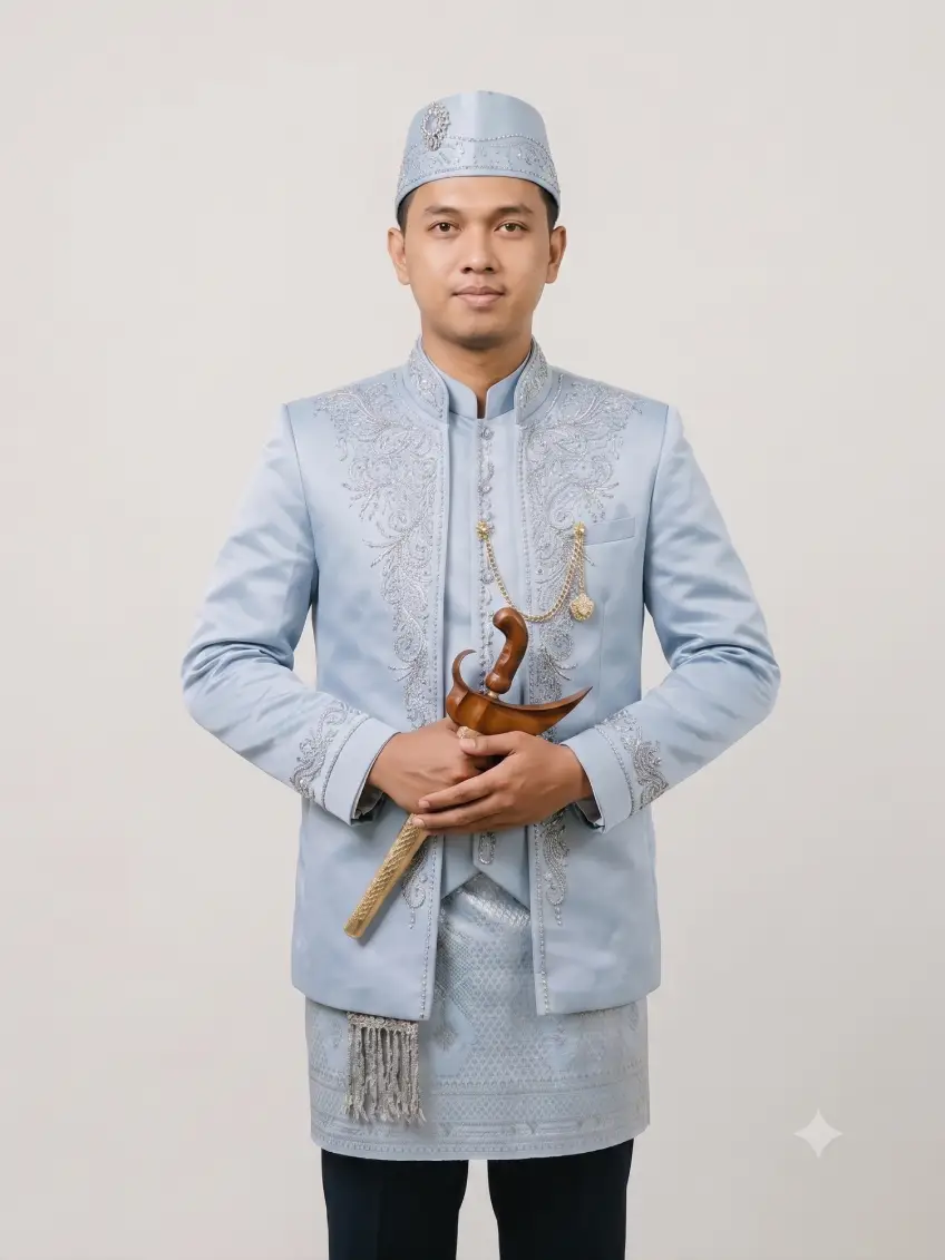 Pengantin Graphicography Biru muda Pria