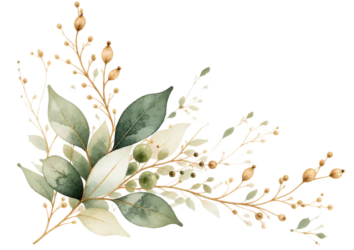 Transparent Background floral green white left bottom Graphicography.id
