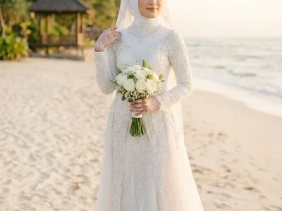 Pengantin Wanita Pantai Gaun Putih Graphicography